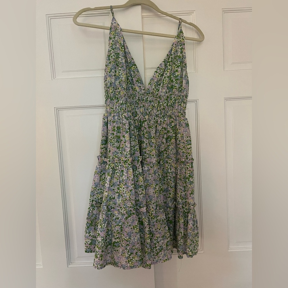 Lulu's Green and Purple Floral Mini Dress